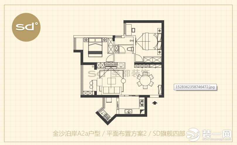 金沙泊岸a2a户型/90.06平米/方案解析